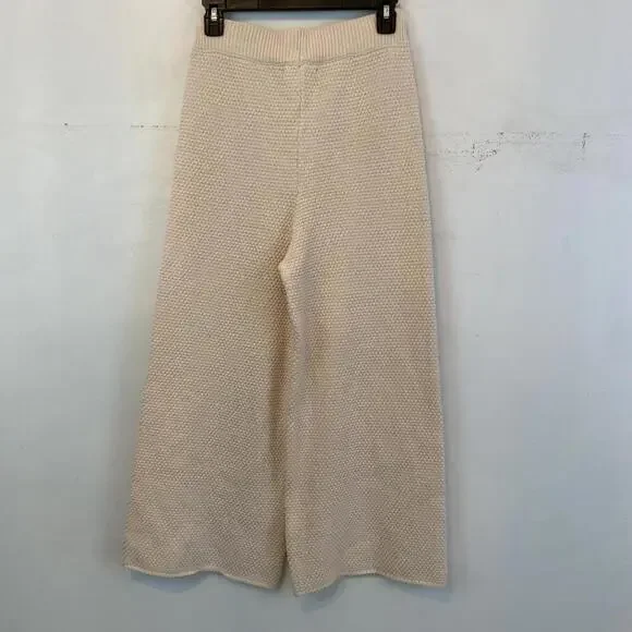 SINCERELY JULES cream knit wide leg pants sz M - Picture 3 of 5